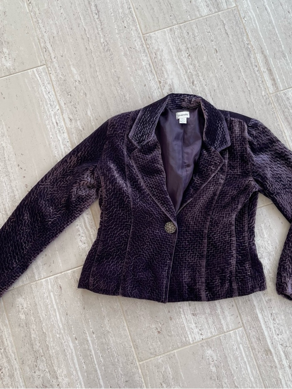 Chico's Deep Purple Velvet Blazer Jacket